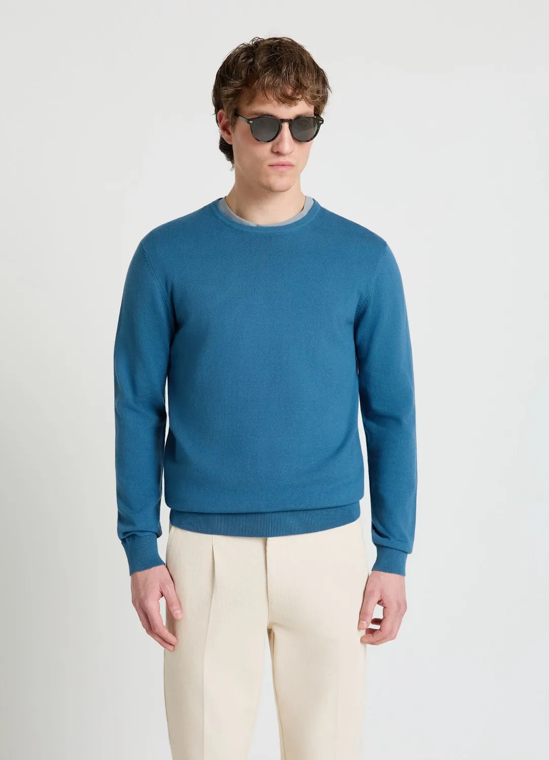 Calliope Pull col rond homme uni manches longues