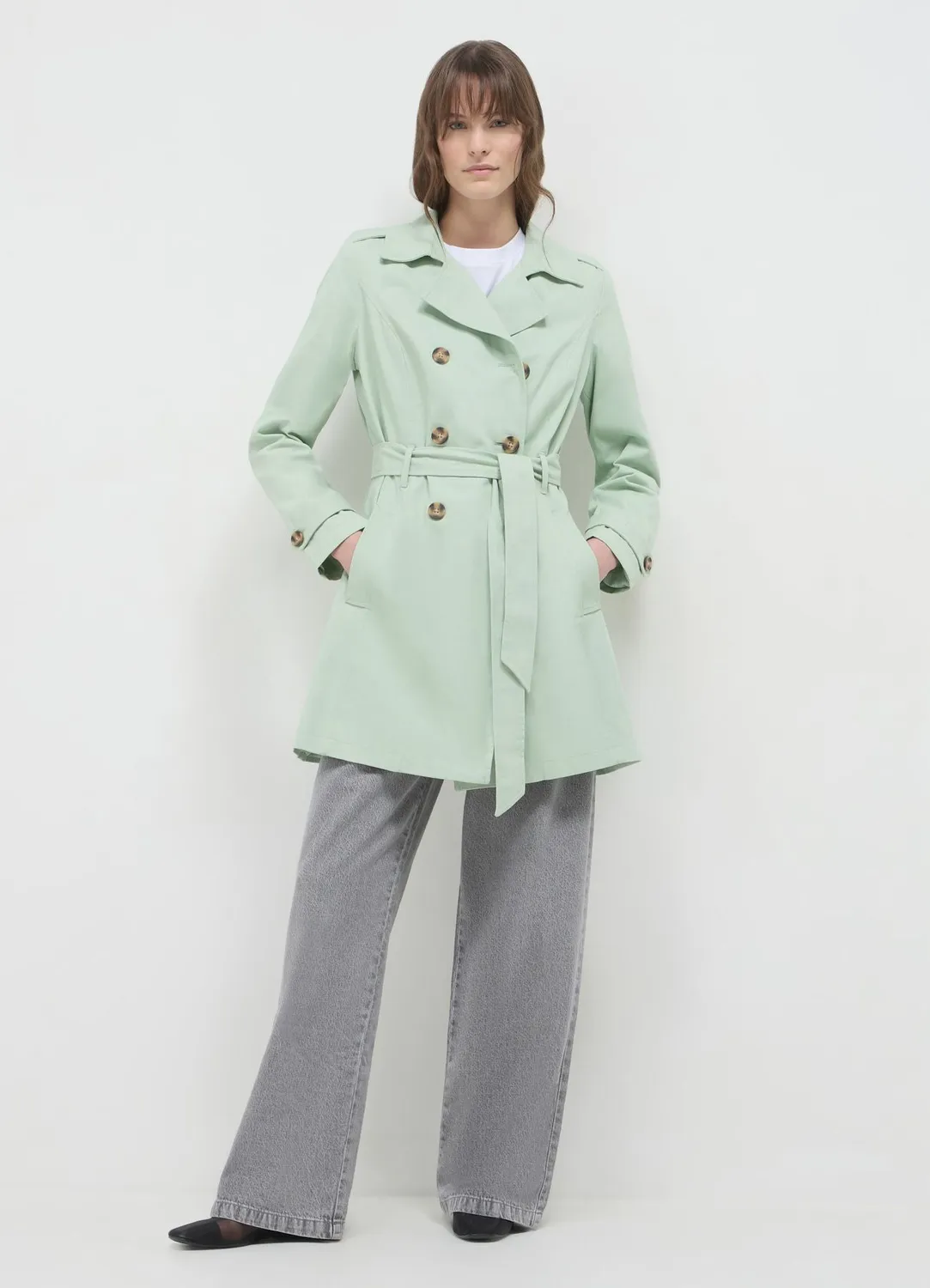 Calliope trench femme coton uni ceinturé