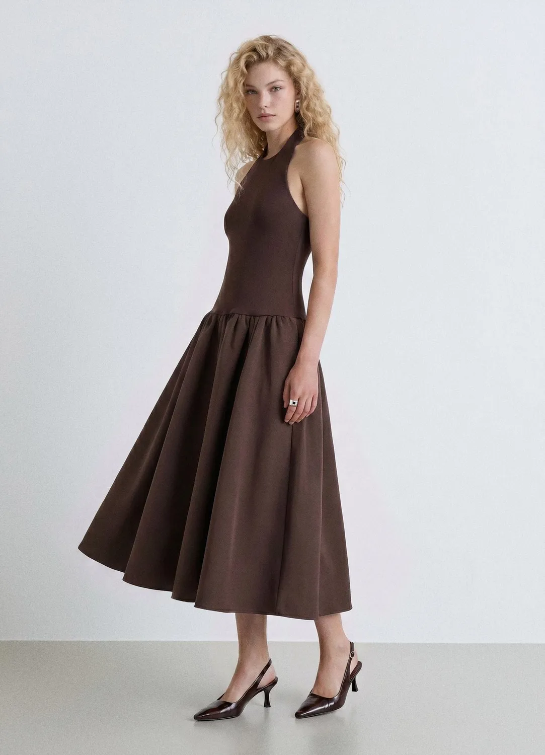 Calliope Robe Longue Halter femme bicolore sans manches