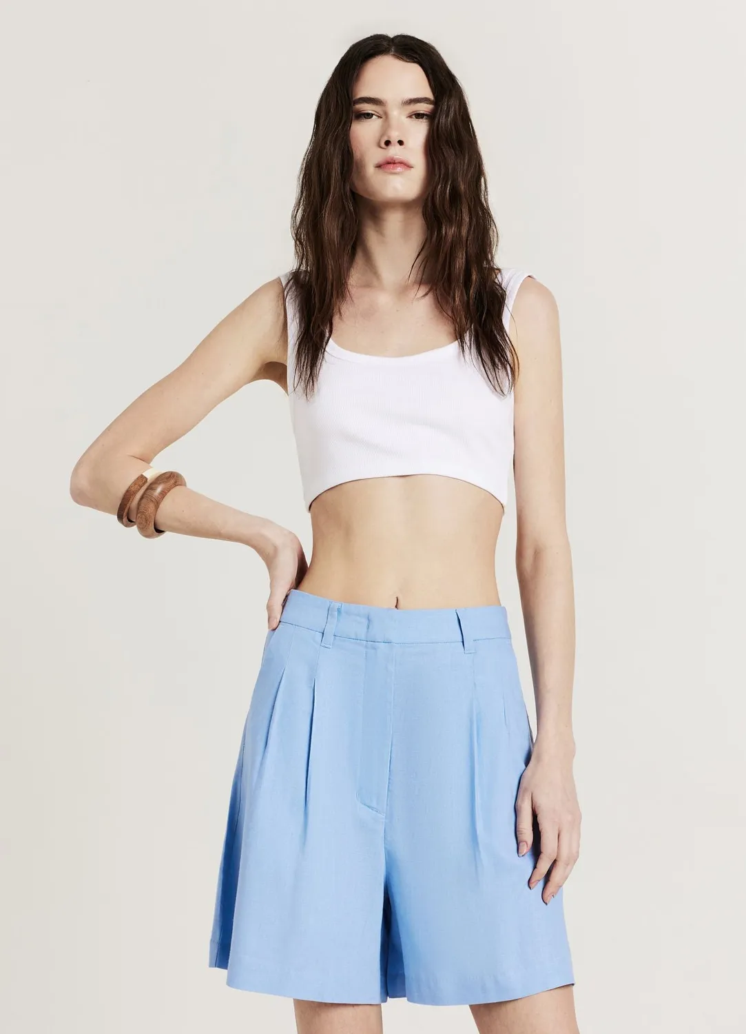 Calliope bermuda uni zip bouton femme