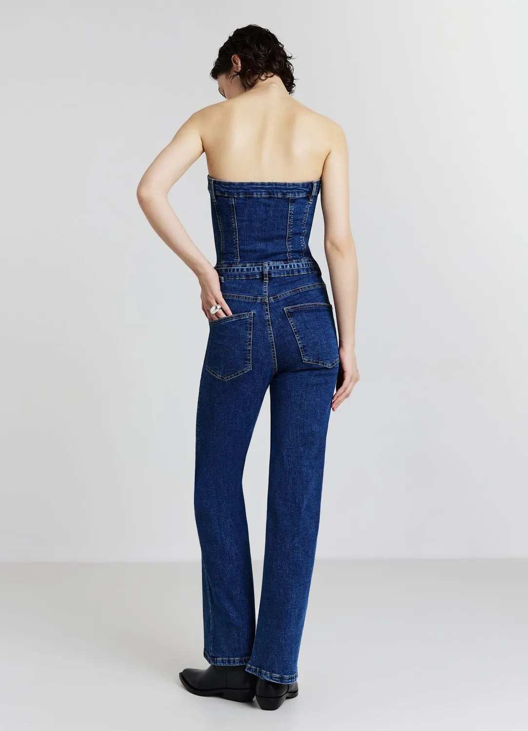 Calliope Tuta denim a fascia combinaison femme bustier