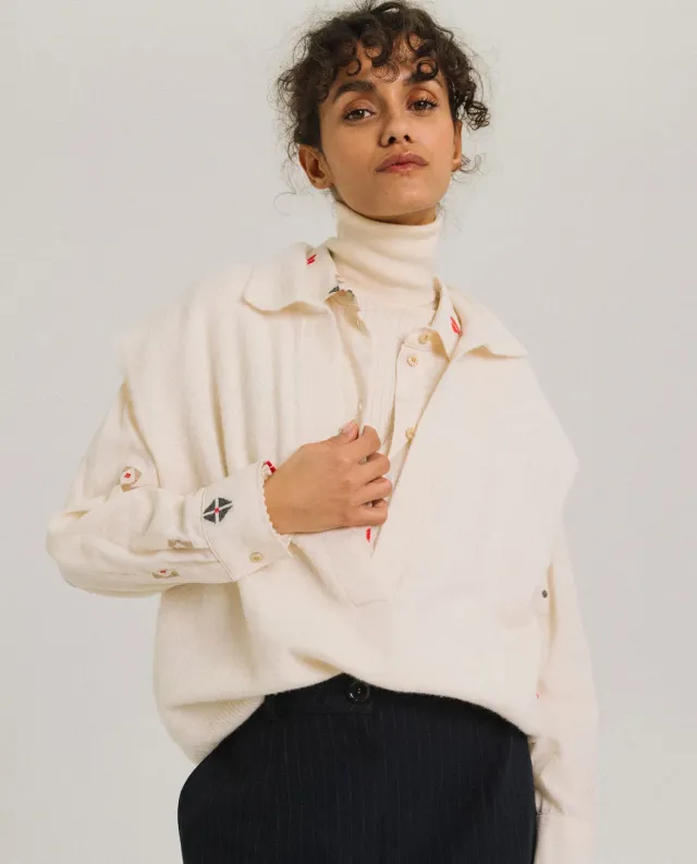 Tinsels Uxue Neige pull polo sans manches laine