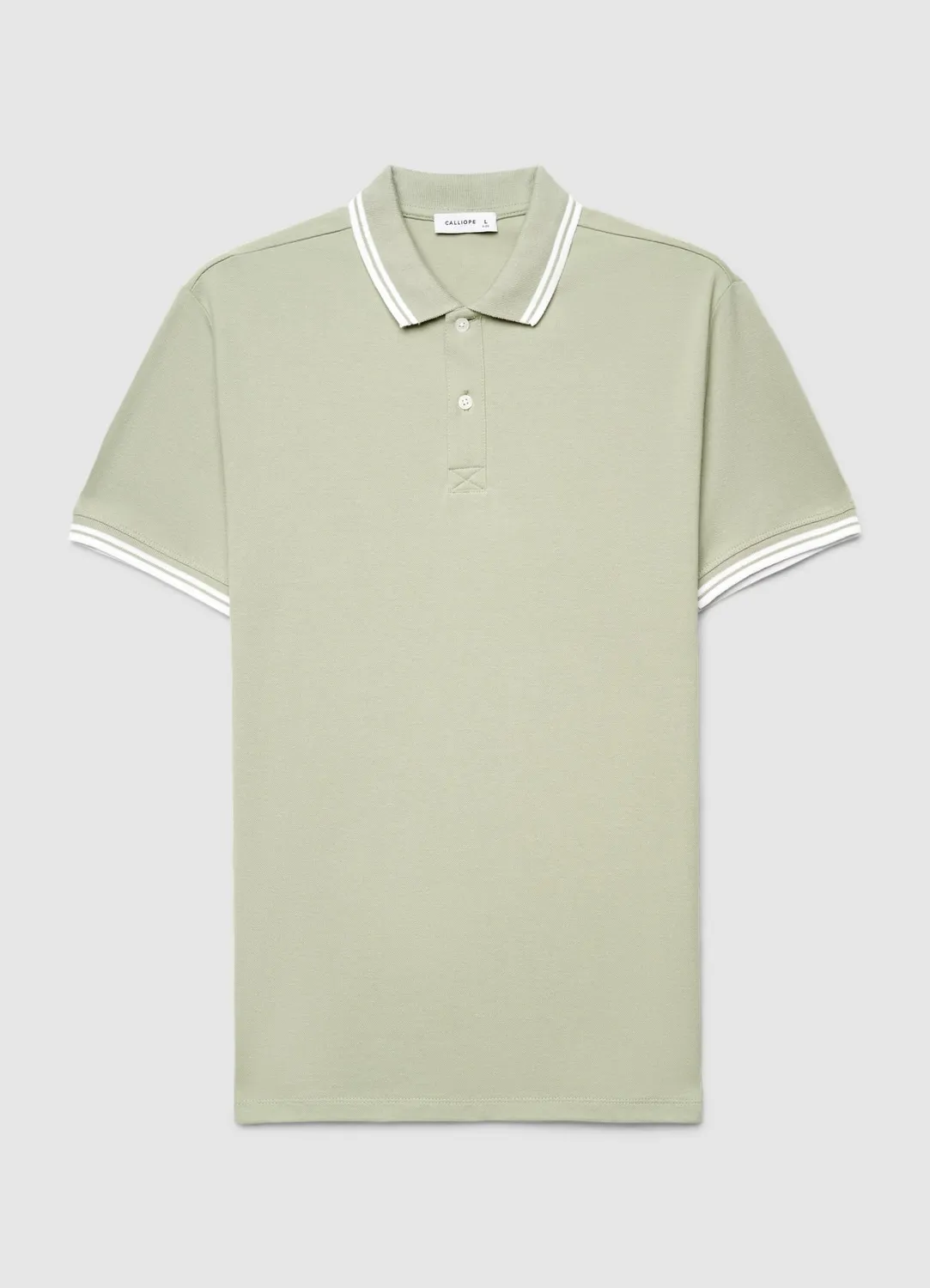 Calliope polo homme coton col rayé uni