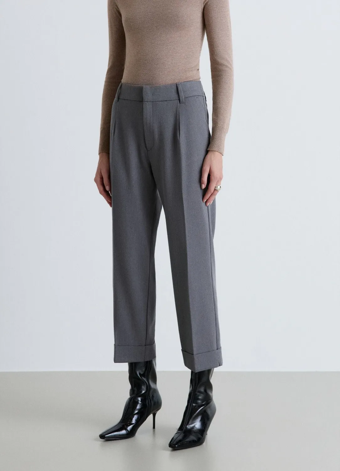Calliope pantalon femme droit taille haute à revers