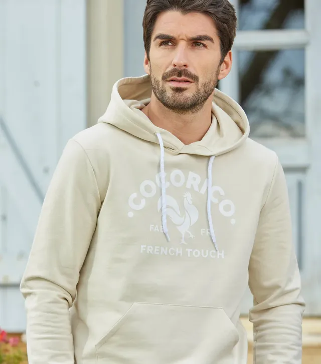 Cocorico Coq Français hoodie homme sable coton