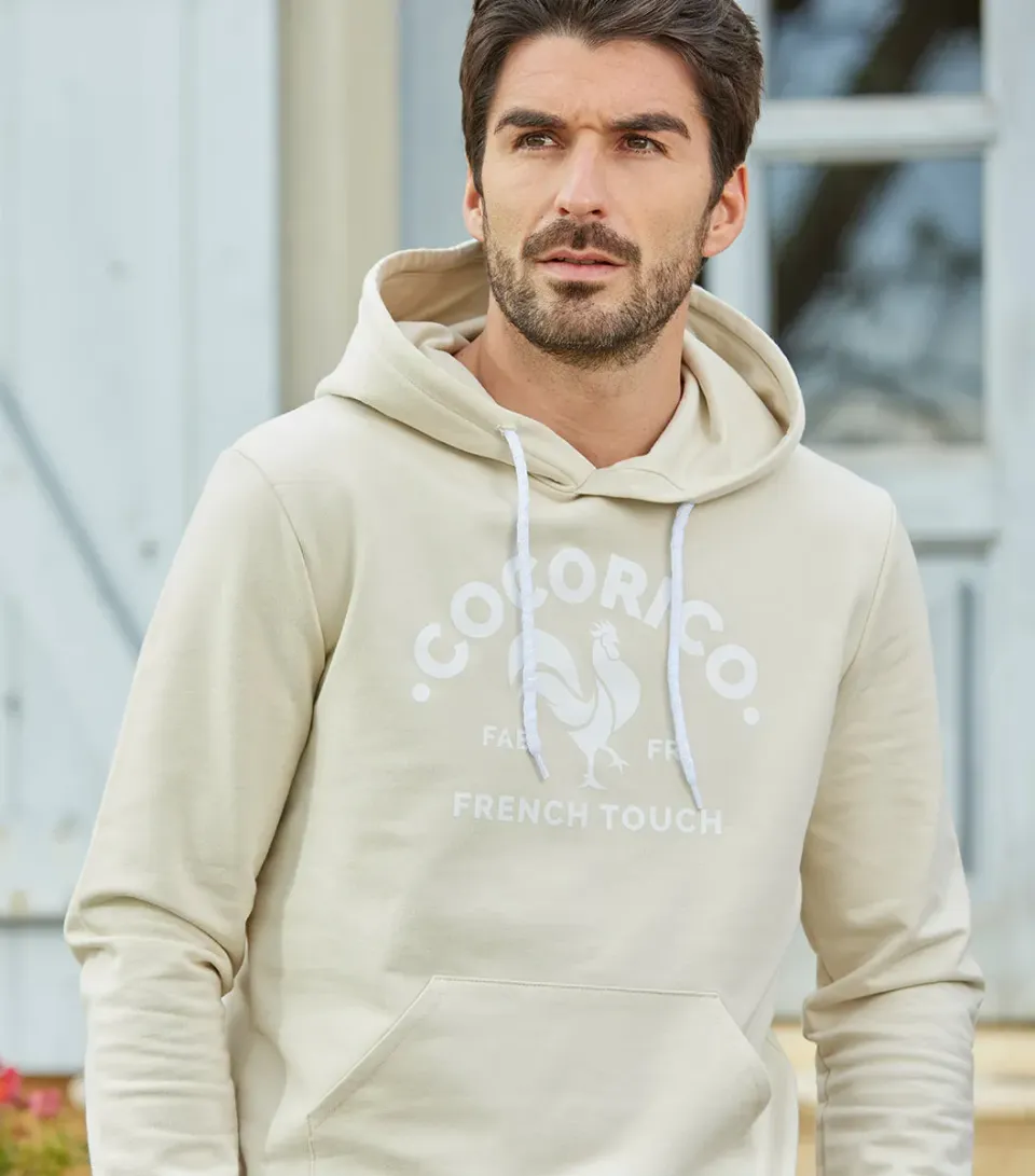 Cocorico Coq Français hoodie homme sable coton