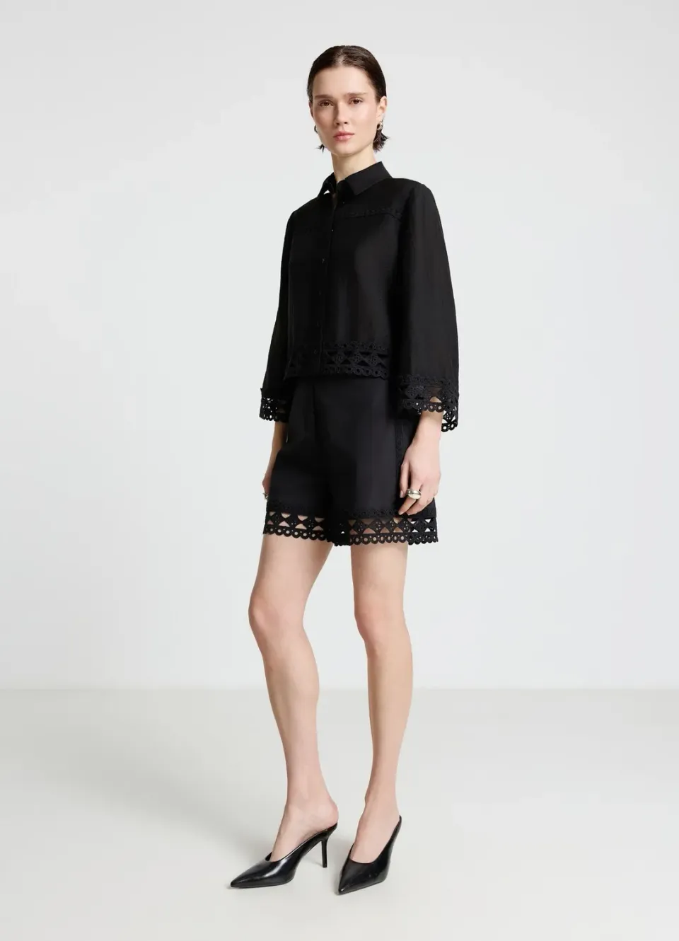 Calliope chemise femme unie passementerie ajouree