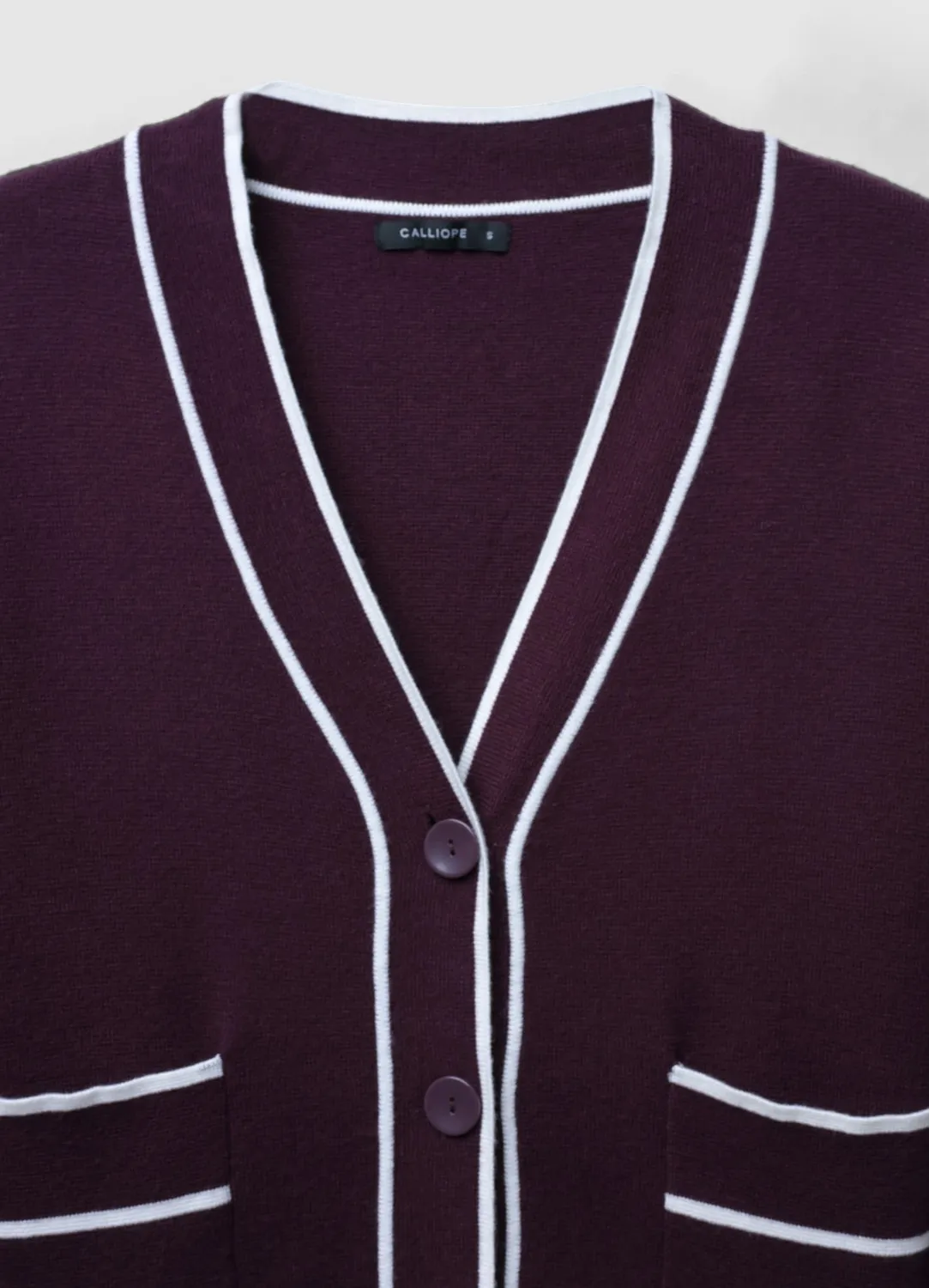 Calliope cardigan femme gilet col V à poches contrasté