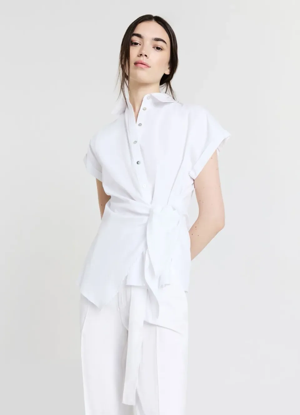 Calliope Nodo chemise femme manches courtes coton