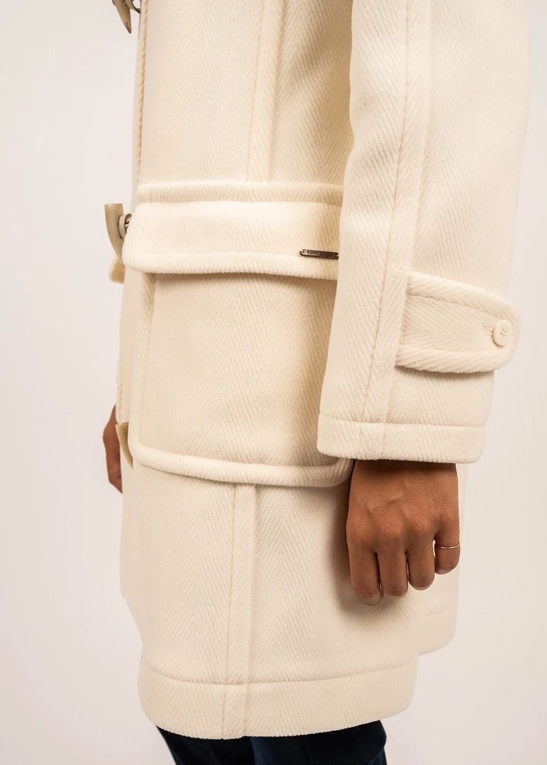 Saint James Vénus duffle-coat blanc d'hiver chevrons