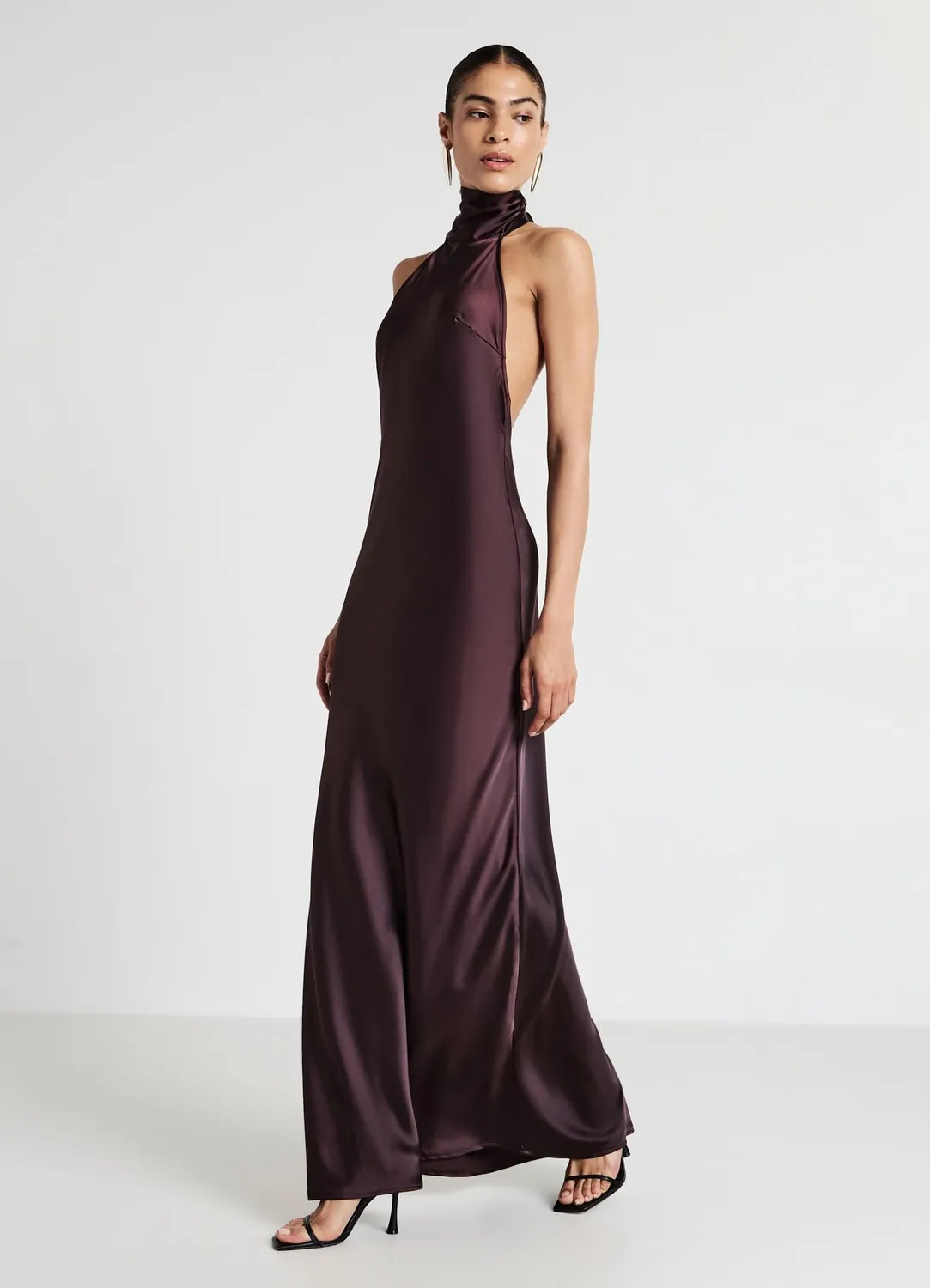 Calliope Atelier robe longue halterneck satin femme unie