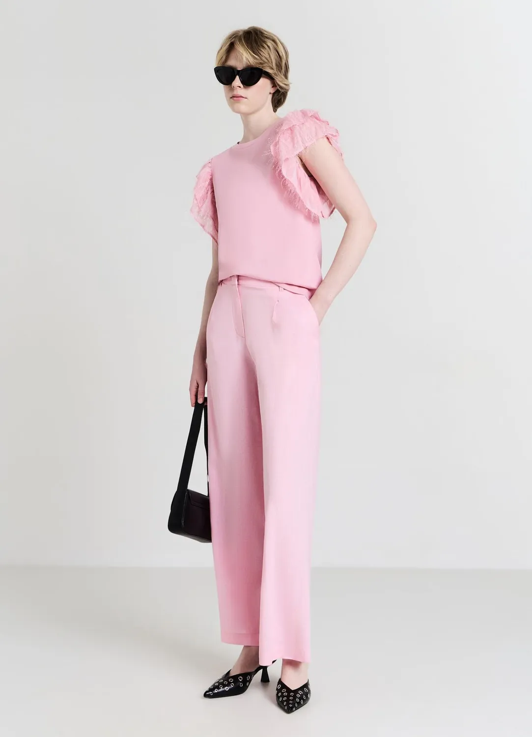 Calliope pantalon palazzo large pantalon lin femme