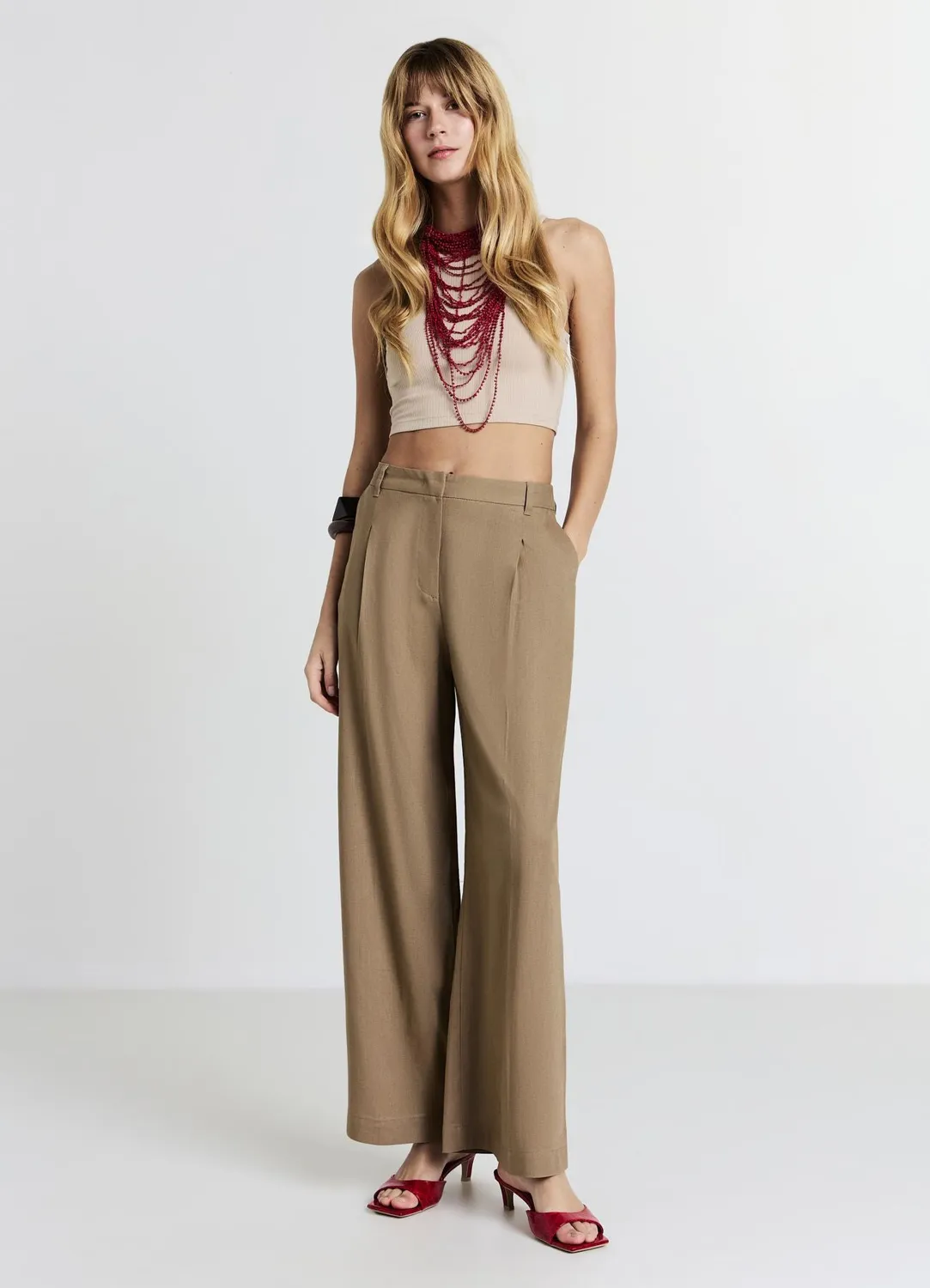 Calliope pantalon palazzo femme mélange lin