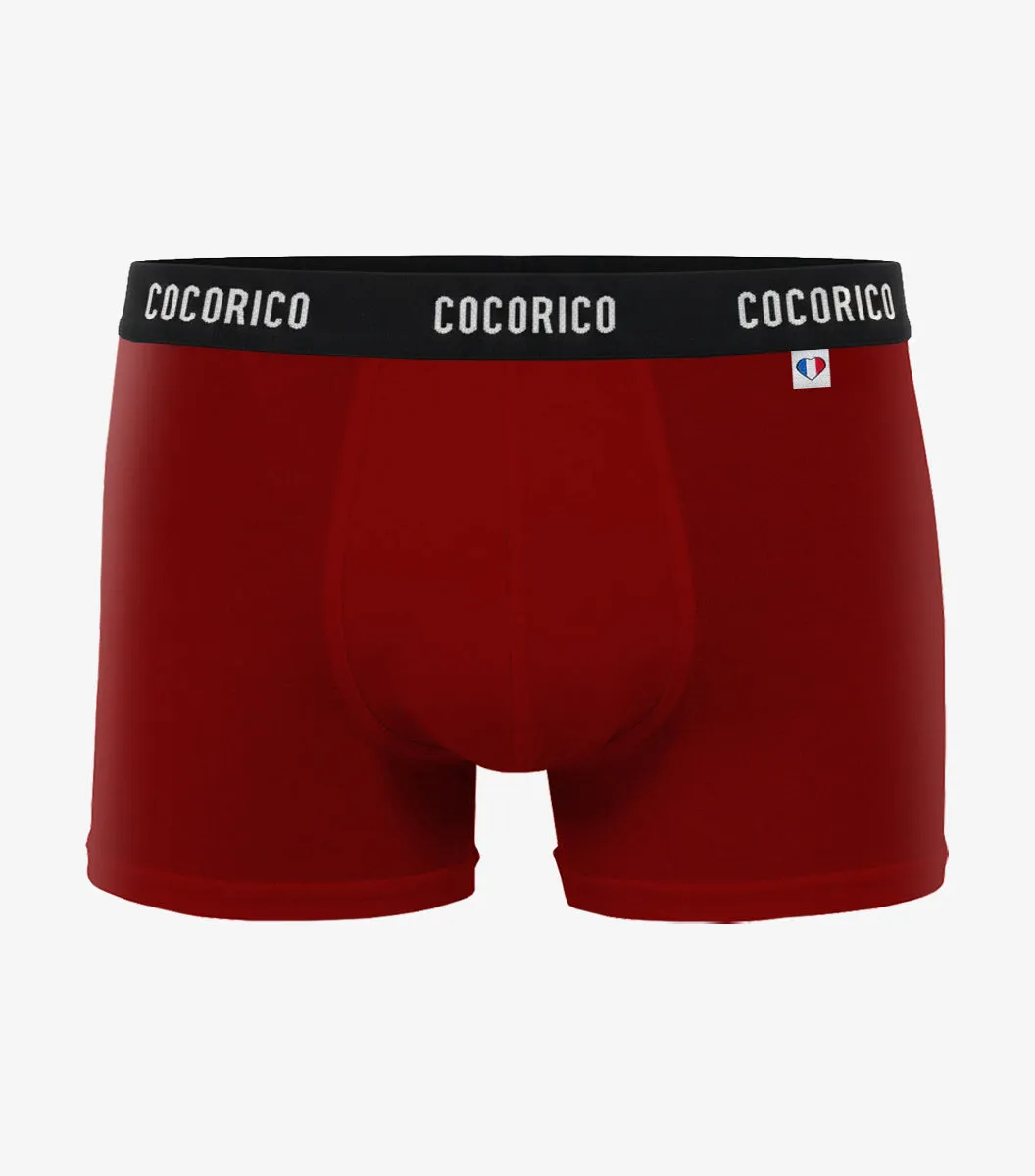 Cocorico Intemporel boxer homme rouge coton