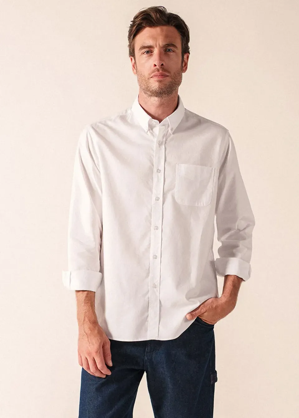 Saint James Amboise chemise oxford blanc 100% coton