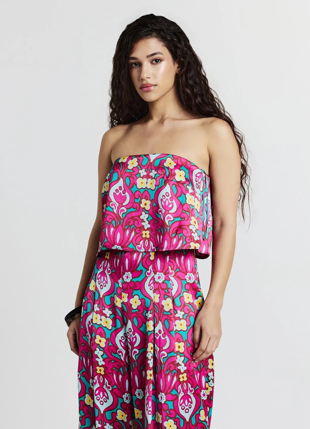 Calliope combinaison bustier femme satin imprimé