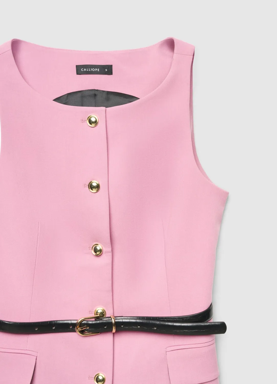 Calliope gilet femme col rond ceinture tailleur