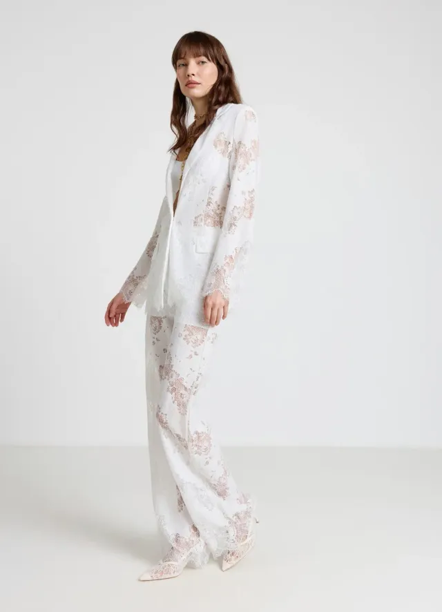 Calliope pantalon palazzo dentelle femme taille haute