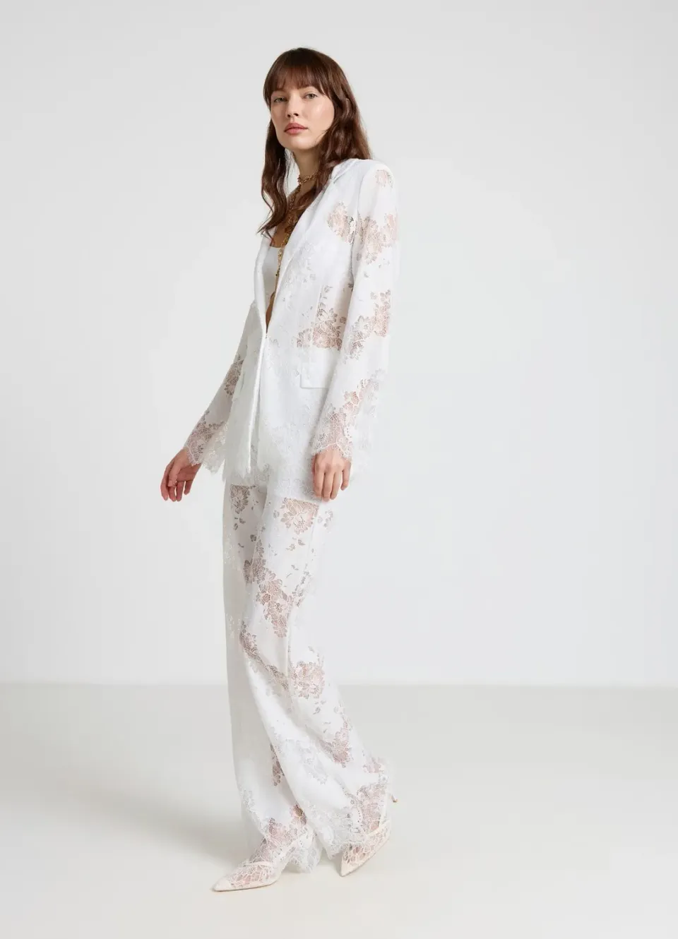 Calliope pantalon palazzo dentelle femme taille haute
