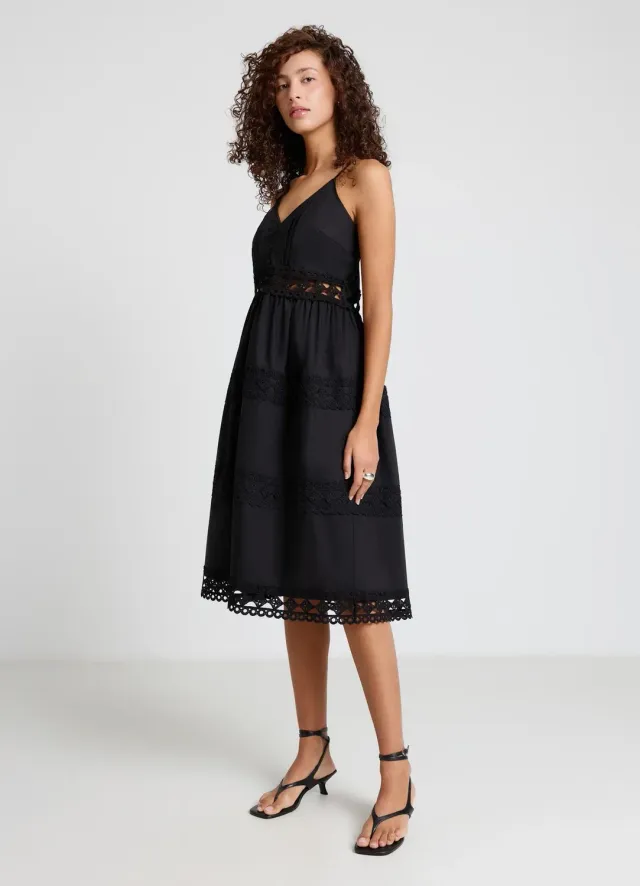 Calliope Robe longue femme bretelles ajourée col V