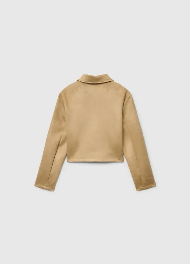 Calliope Veste fille effet suède boutons unie