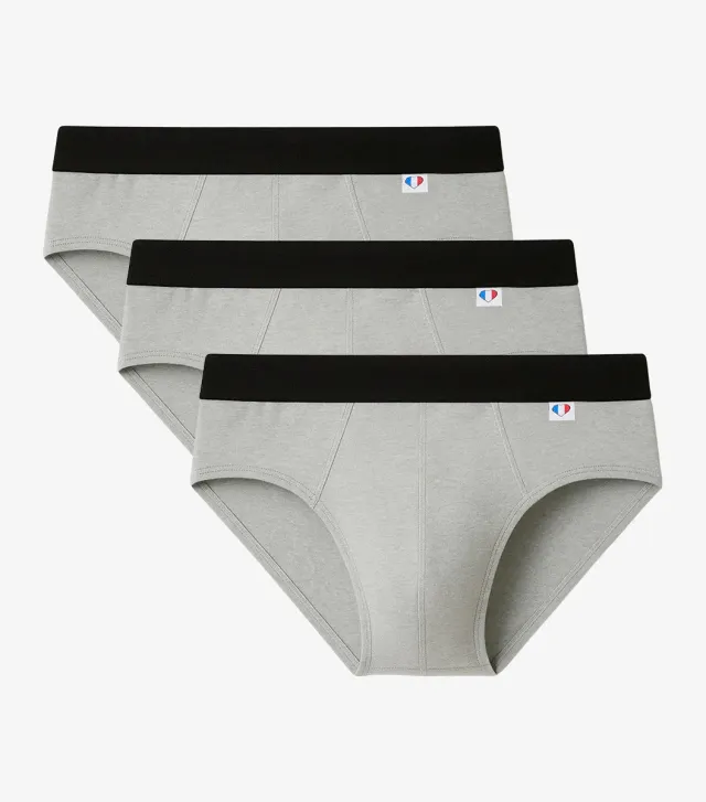 Cocorico Intemporel slip homme gris x3 coton