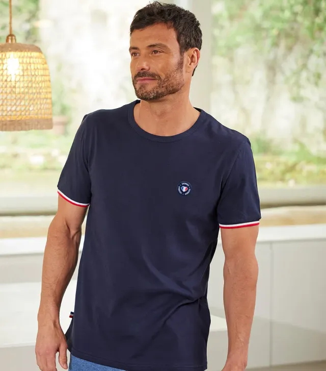 Cocorico Supporter T-Shirt Homme Marine Blason – Coton