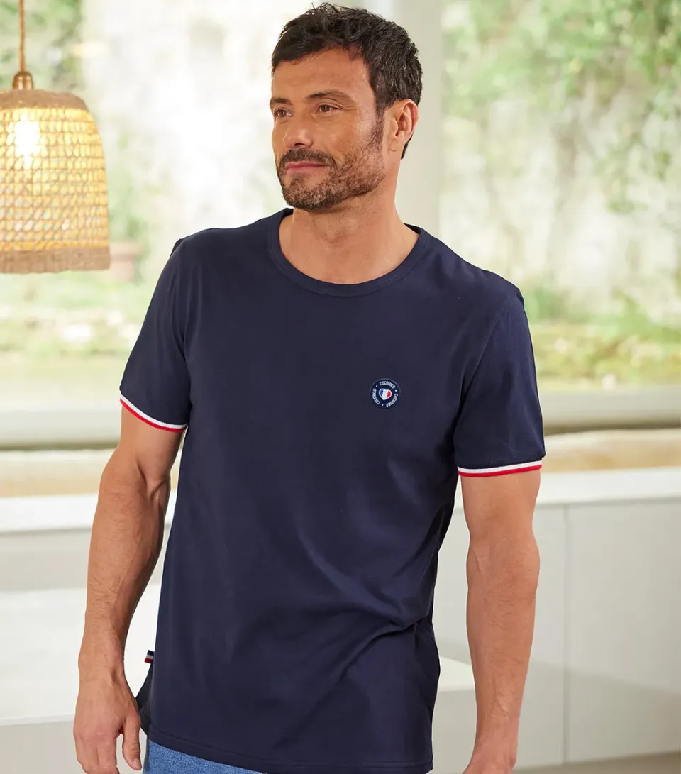 Cocorico Supporter T-Shirt Homme Marine Blason – Coton