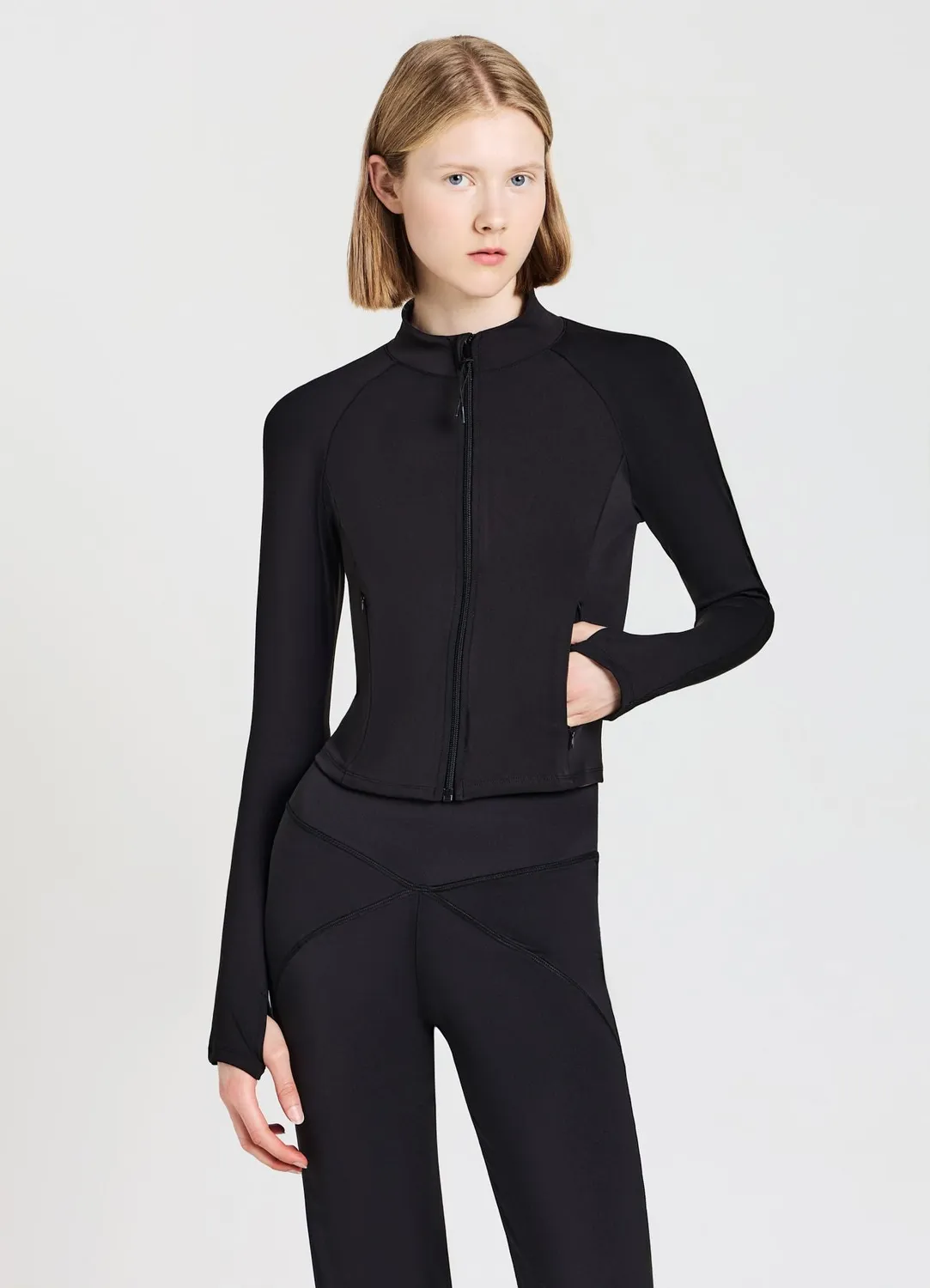 Calliope sweat zippé femme S col montant ajusté uni