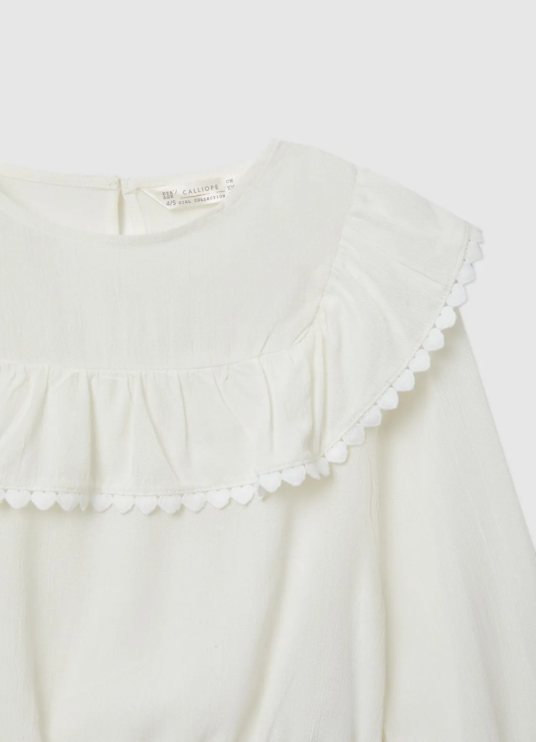 Calliope Blouse fille volant cœurs manches longues