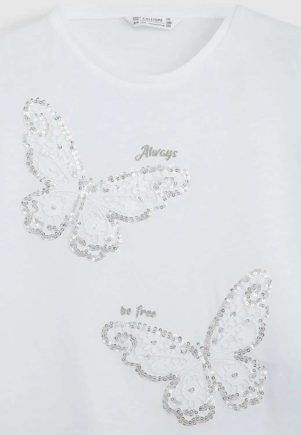 Calliope t-shirt fille coton papillon paillettes sans manches