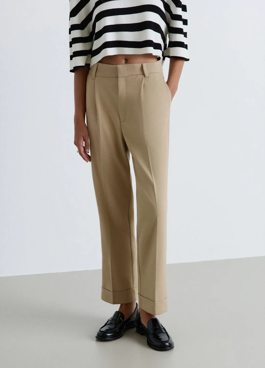 Calliope pantalon taille haute elastique uni femme