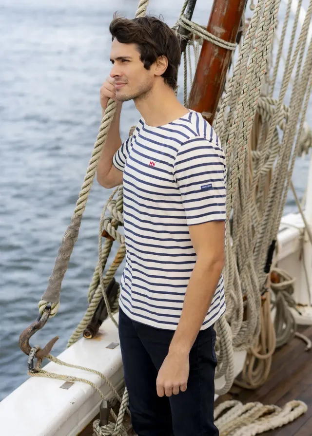 Saint James Narval marinière ecru navy coton