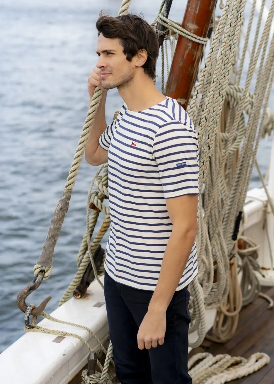 Saint James Narval marinière ecru navy coton