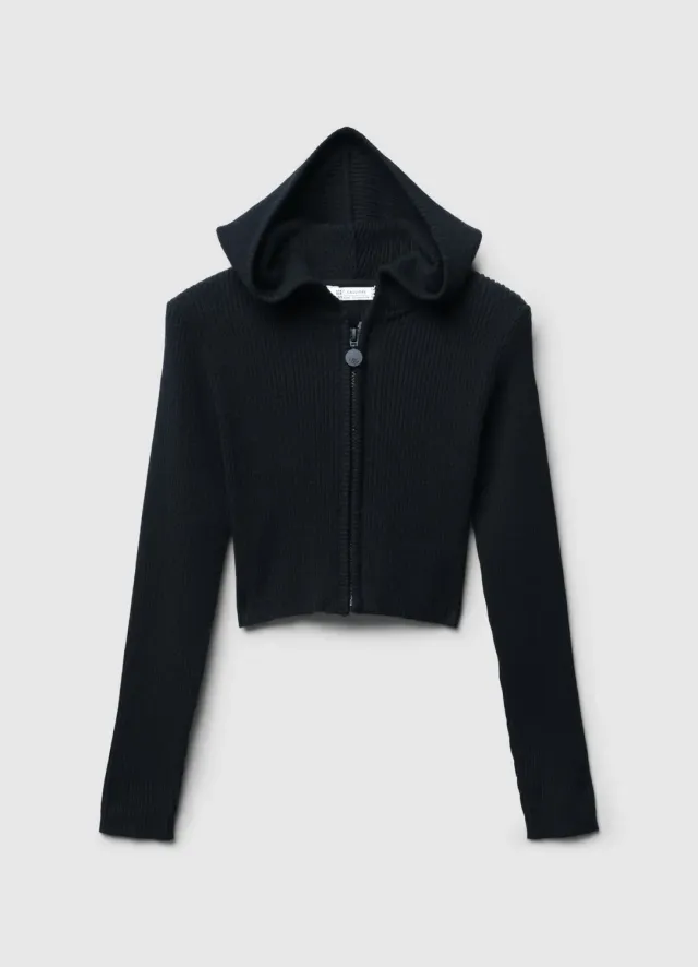 Calliope cardigan fille capuche zippé maille côtelée