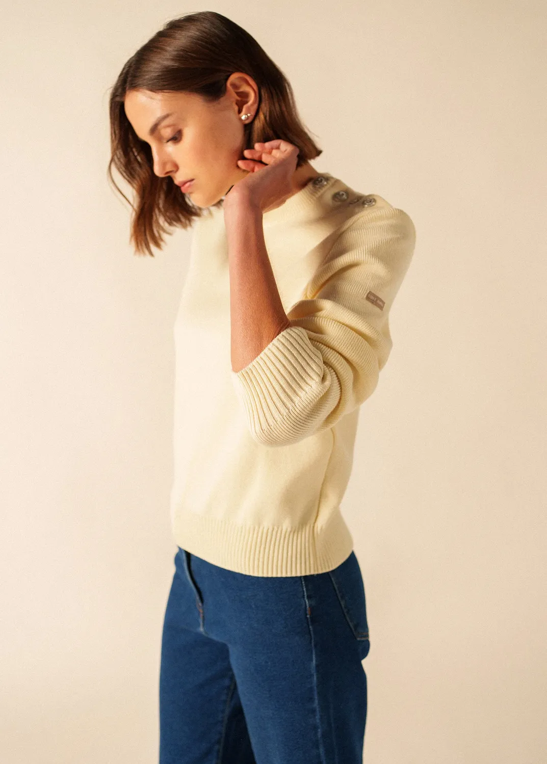 Saint James Cancale pull marin laine ecume femme