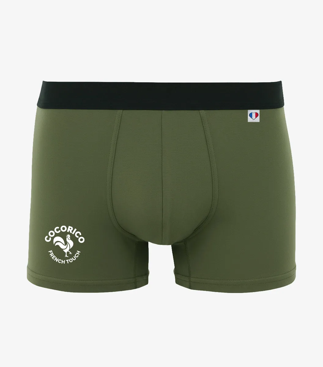 Cocorico Coq Français boxer homme kaki coton stretch