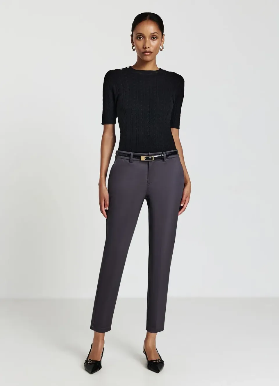 Calliope pantalon femme coton uni coupe droite S
