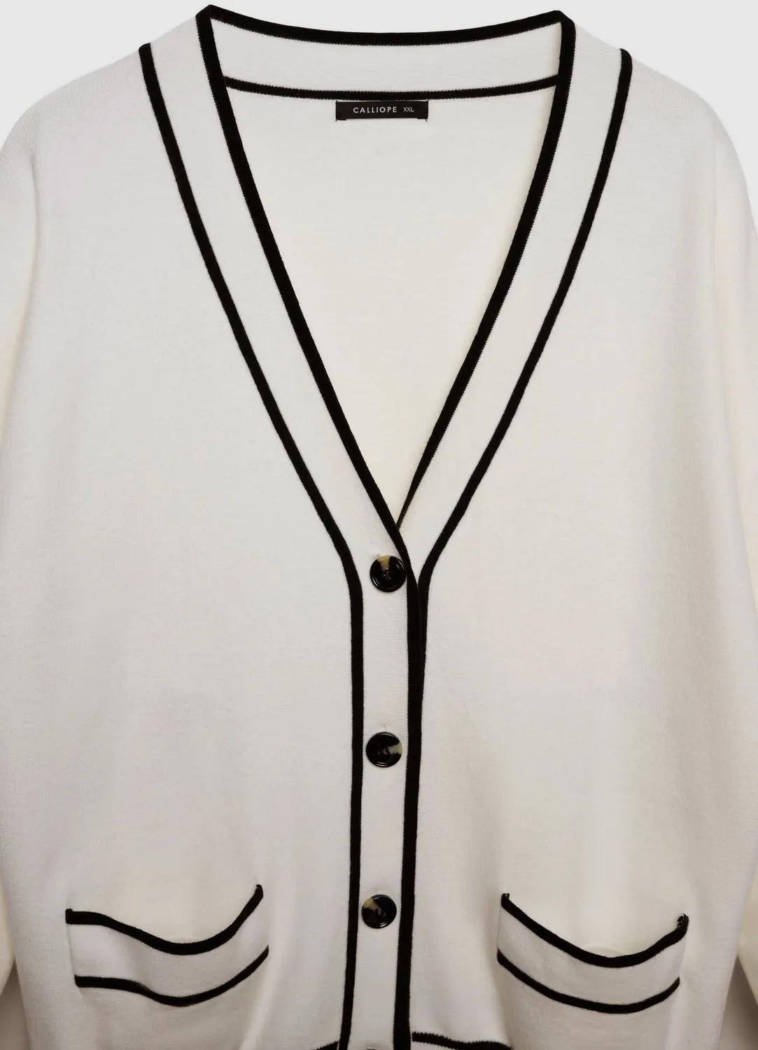 Calliope cardigan col V boutonné contrasté
