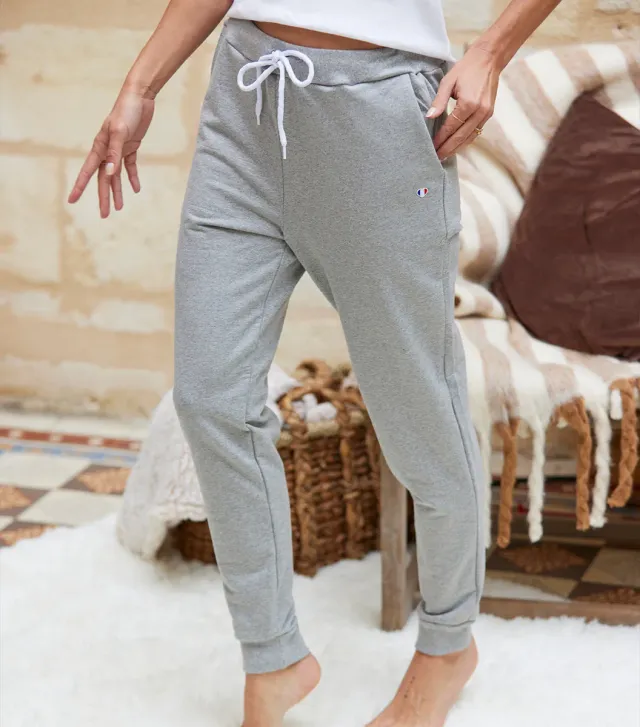 Cocorico Iconique jogging femme gris chiné coton