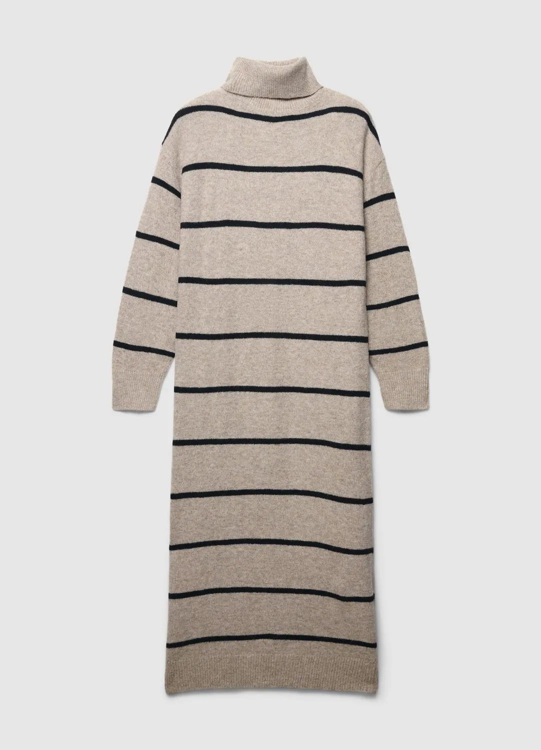 Calliope Robe longue col roulé femme rayée maille
