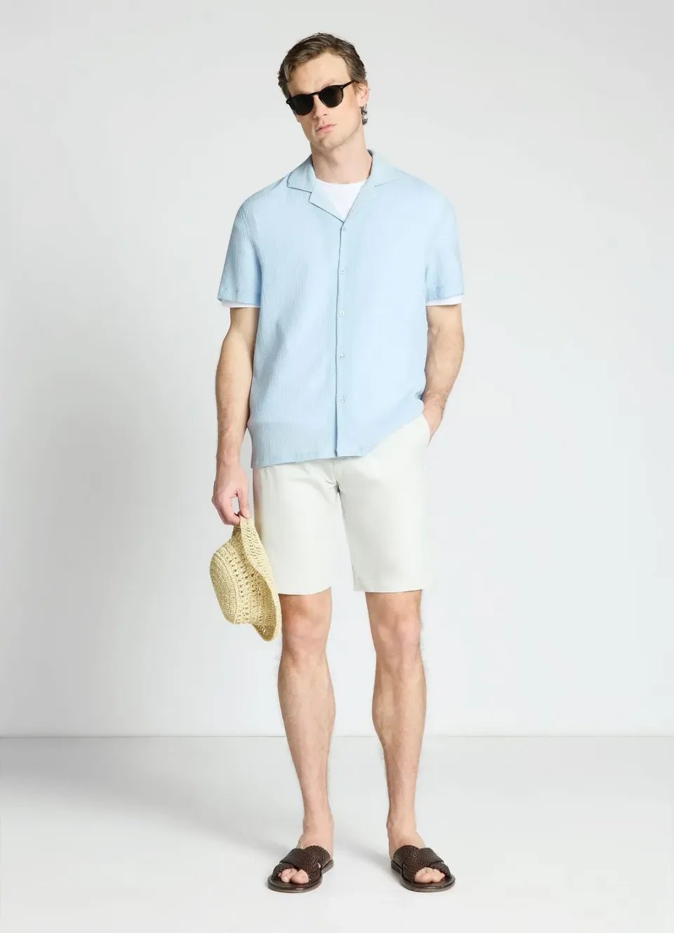 Calliope chemise bowling homme manches courtes unie