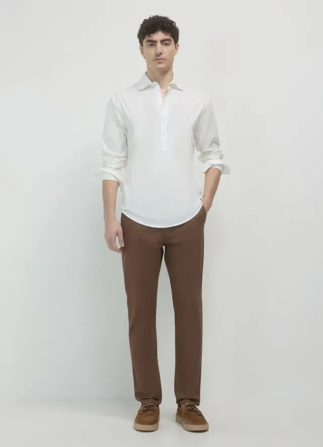 Calliope Chemise Coton Unie Manches Longues Homme