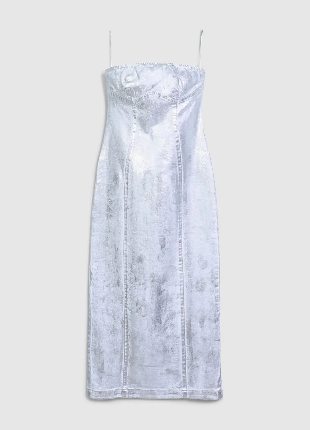 Calliope Atelier robe fourreau denim enduit fente