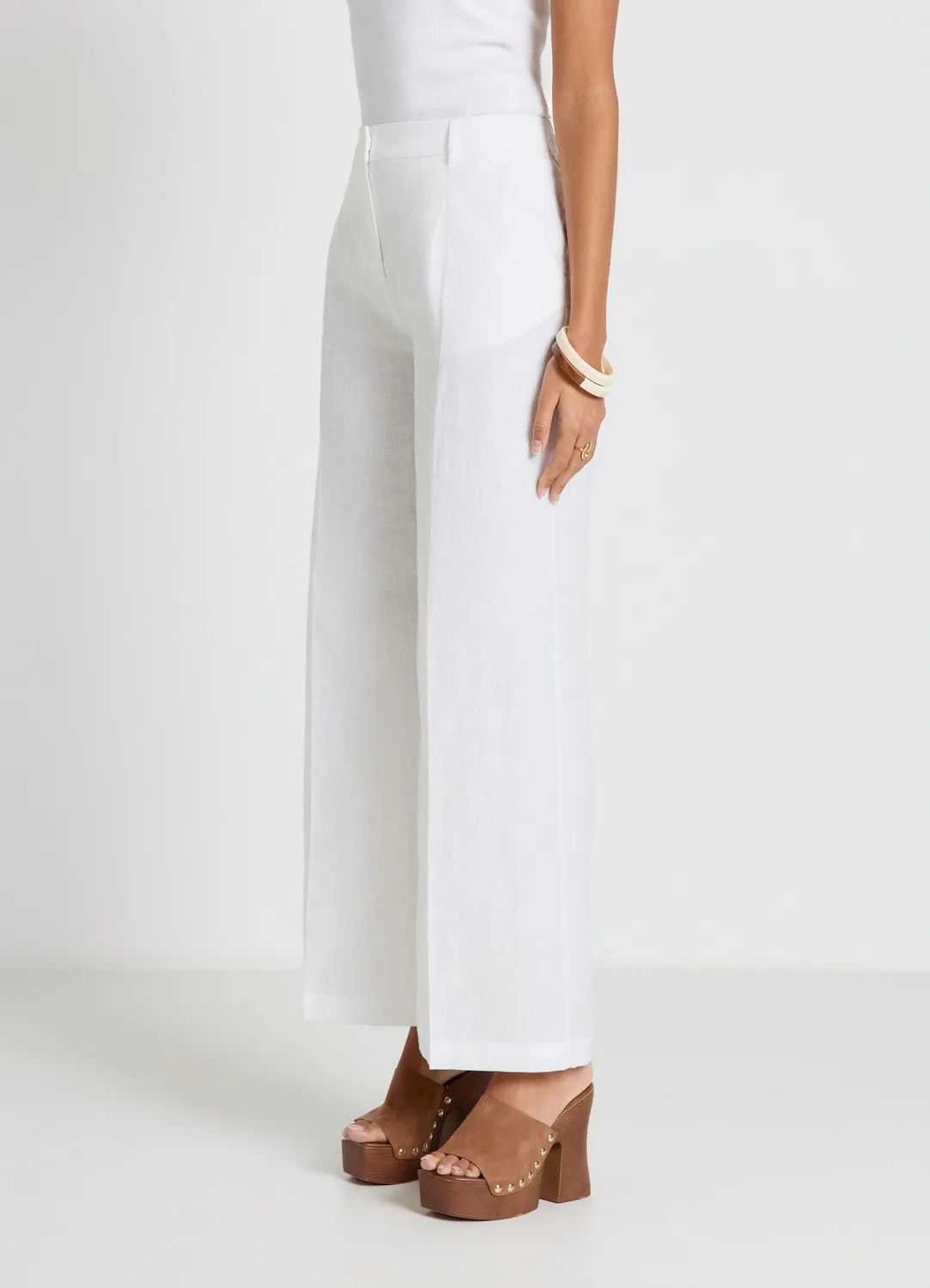 Calliope pantalon palazzo lin femme taille haute