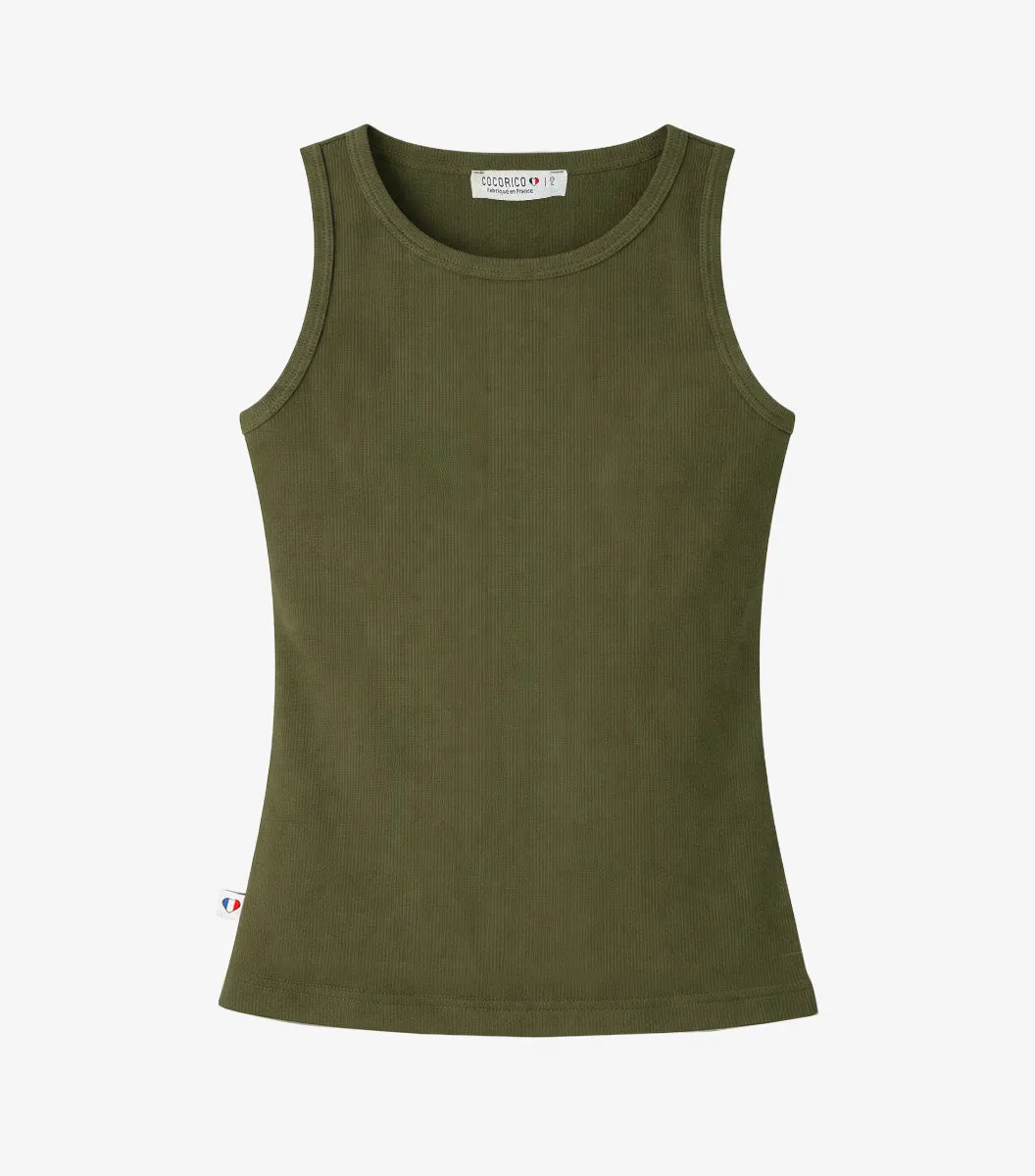 Cocorico Intemporel Côtelé Kaki débardeur femme coton