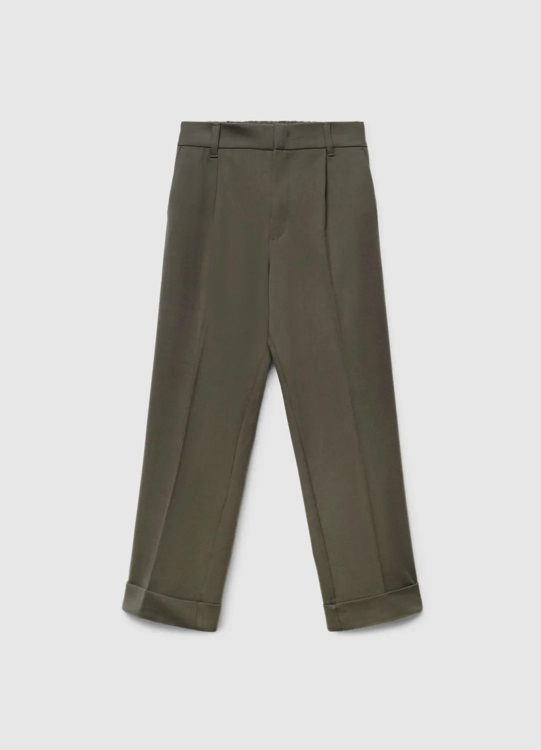 Calliope Pantalon femme droit taille haute à revers
