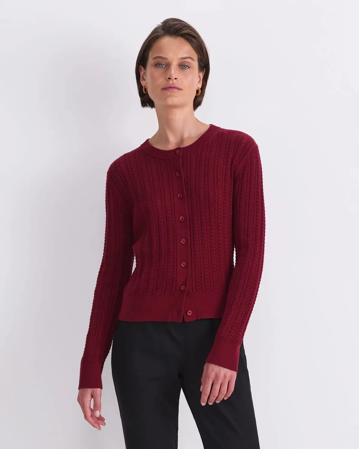 Sportscraft Elka cardigan coton pointelle ajouré