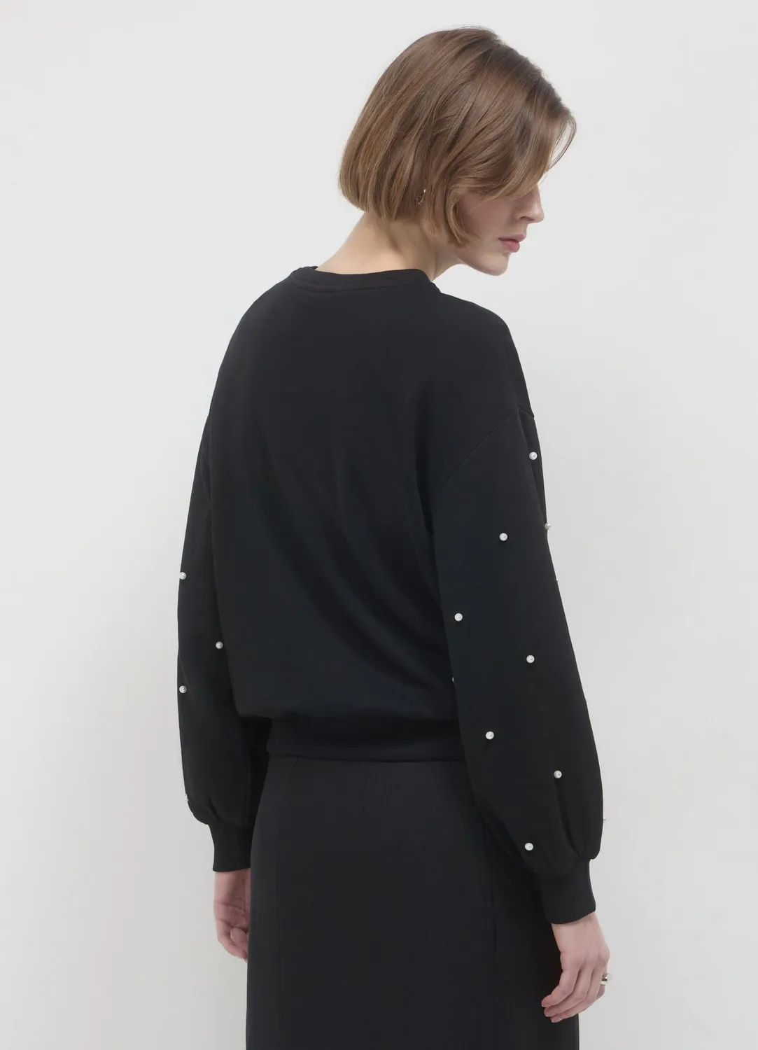 Calliope sweat col rond perles femme coton