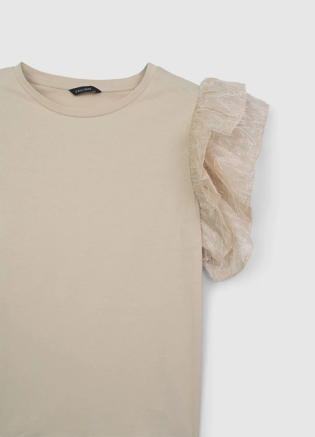 Calliope T-shirt Volants Coton Femme Col Rond